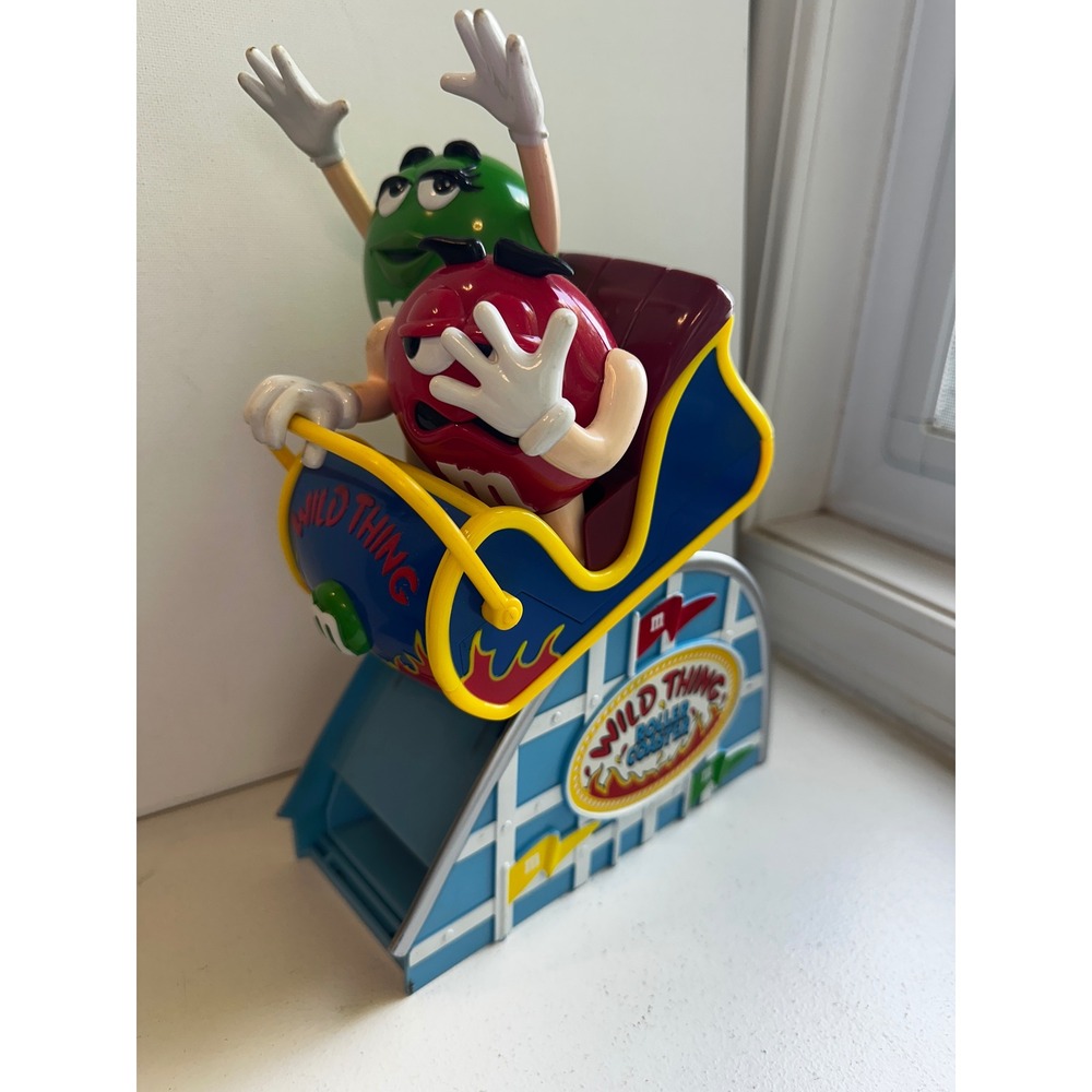 M&M's Wild Thing Roller Coaster Candy Dispenser Red & Green Characters Vintage